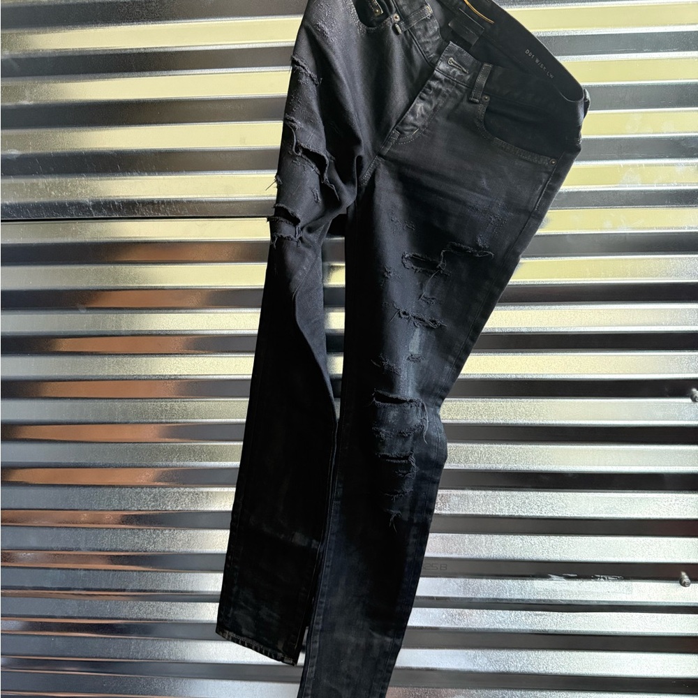 Womens Black Distressed Jeans